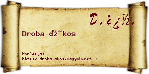 Droba Ákos névjegykártya